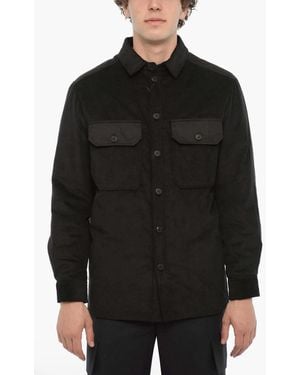 Neil Barrett Quilted-Panel Ribbed-Velour Overshirt - Black