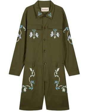 BAZISZT Embroidered Romper - Green