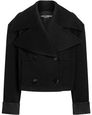 Dolce & Gabbana Double-Breasted Cropped Jacket - Black