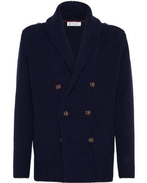 Brunello Cucinelli ダブルブレスト カーディガン - ブルー
