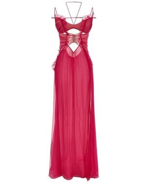 Nensi Dojaka Ruffled Cutout Gown - Pink