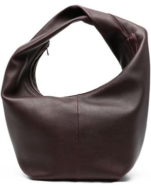 Maeden ツイストハンドル レザーショルダーバッグ M - ブラウン