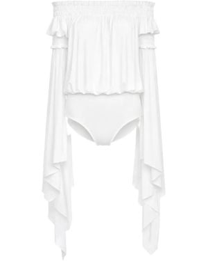 Norma Kamali Handkerchief-Sleeve Bodysuit - White
