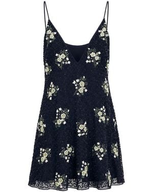 Antik Batik Bibi Floral-Embroidered Sequin-Embellished Mini Dress - Blue