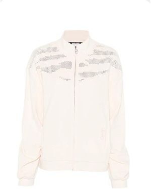 Liu Jo Embellished Zip-Up Sweatshirt - White