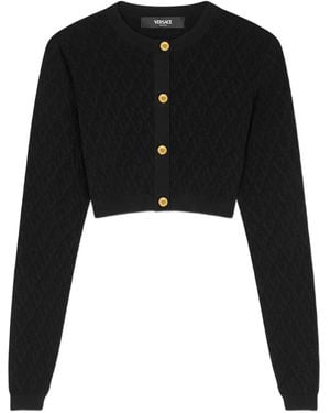 Versace Cardigan Crop À Motif Géométrique - Noir