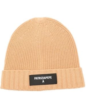 Patrizia Pepe Ribbed Beanie - Natural
