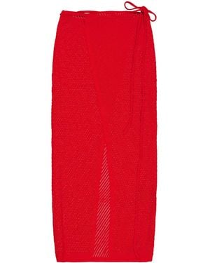 Laneus Knitted Longuette Skirt - Red