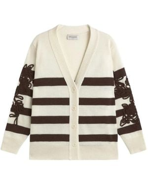 ERMANNO FIRENZE Gestreept Vest Met Geborduurde Bloemen - Naturel