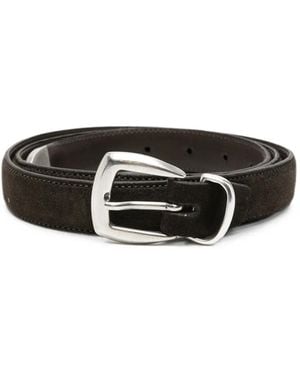 Eraldo Suede Buckle-Fastening Belt - Black