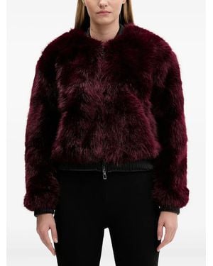 Desigual Faux Fur Bomber Jacket - Red