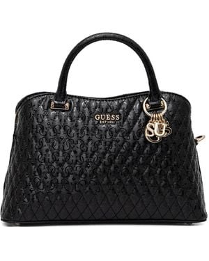 Guess Quilted Leather Handbag - Black