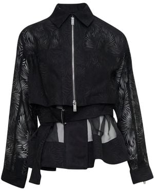 3.1 Phillip Lim Organza Fil Coupé Blouson Jacket - Black