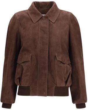Loewe Suede Bomber Jacket - Brown