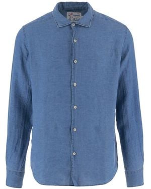 MC2 Saint Barth Pamplona Button-Fastening Linen Shirt - Blue