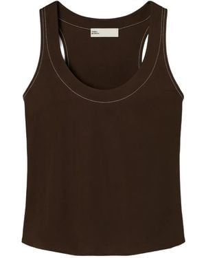 Tory Burch Tanktop Met Contrasterende Stiksels - Bruin