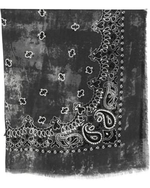 Destin Paisley-Print Frayed Scarf - Black