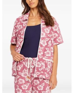 The Upside Chemise Lahaina Cabana Zippée À Fleurs - Red