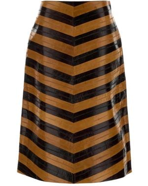 Fendi Two-Tone Leather Skirt - Black