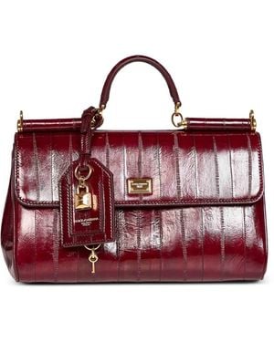 Dolce & Gabbana Cabas My Sicily En Cuir D'Anguille - Red