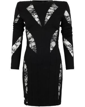 Philipp Plein Mini Lace Long-Sleeve Dress - Black
