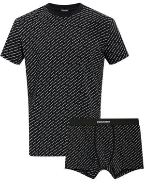 DSquared² Logo-Print T-Shirt And Boxers Set - Black