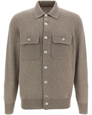 Brunello Cucinelli フラップポケット カーディガン - グレー