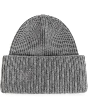 Max Mara Logo-Embroidered Beanie Hat - Gray