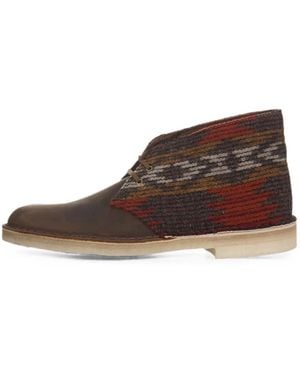 Clarks Geometric-Pattern Desert Boots - Brown