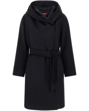 Max Mara New Mang Hooded Belted Coat - Black