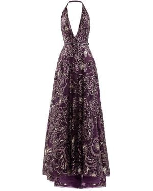 Saiid Kobeisy Embroidered Maxi Dress - Purple