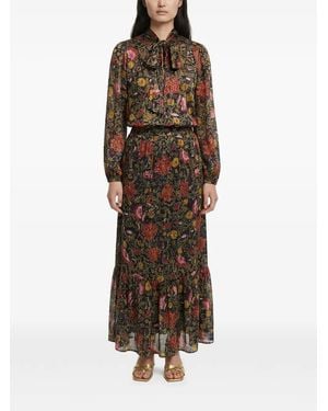 Twinset Gerüschter Langer Rock Mit Blumenprint - Braun