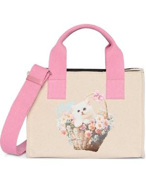 MSGM Sac Cabas À Fleurs À Anses - Pink