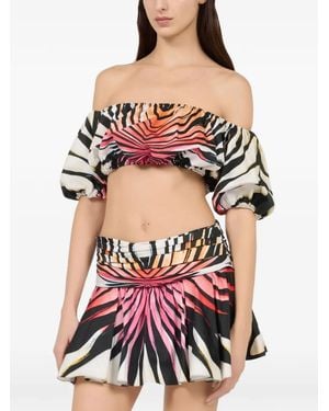Roberto Cavalli Ray Of Paradise-Print Off-The-Shoulder Top - Red