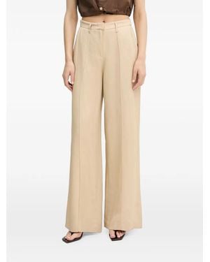 GAUDI Pin-Tucked Wide-Leg Trousers - Natural