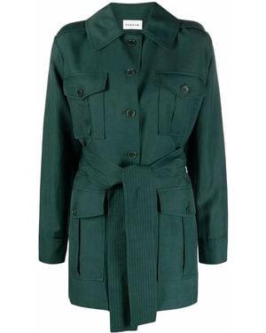 P.A.R.O.S.H. Belted Short Trench Coat - Green