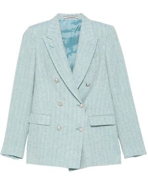 Tagliatore Double-Breasted Herringbone Jacket - Blue