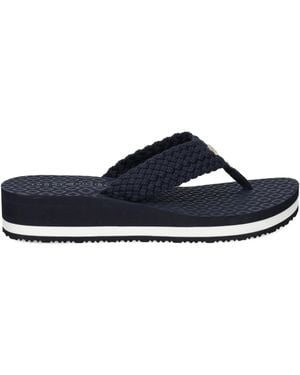 Tommy Hilfiger Th-monogram Crochet-wedge Flip-flops - ブルー