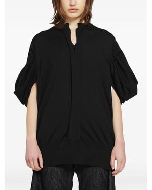 Junya Watanabe Jersey De Manga Fruncida - Negro