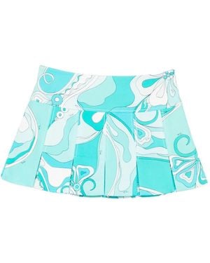 PUCCI Pleated Print Mini Skirt - Blue