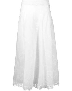 Waimari Kaluha Lace-Trimmed Embroidered Maxi Skirt - White