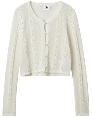 B+ AB Openwork Long-Sleeve Cardigan - White