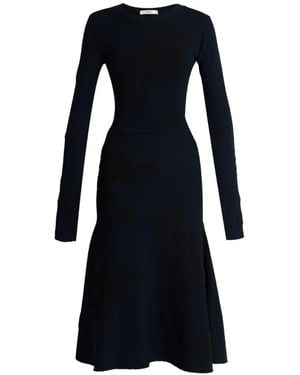 Erdem Jacquard Long-Sleeve Midi Dress - Blue