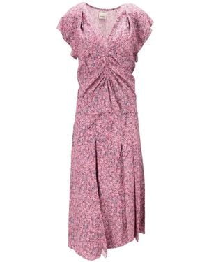 Isabel Marant Floral-Print Ruched Top - Pink