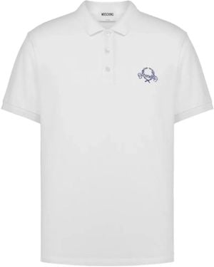 Moschino Logo-Embroidered Polo Shirt - White