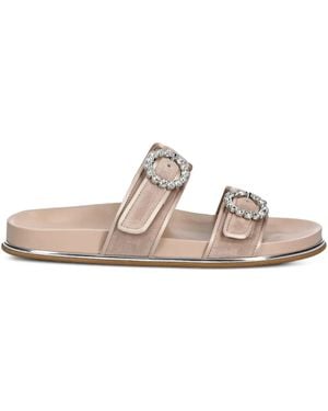 Baldinini Crystal-Embellished Buckle Sandals - Natural