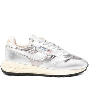 Autry Reelwind Metallic Leather Trainers - White