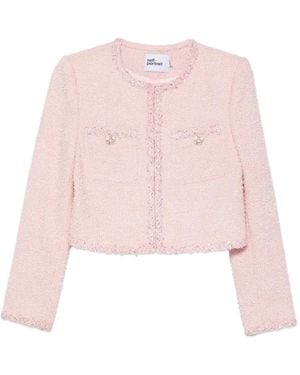 Self-Portrait Sequin-Embellished Bouclé Jacket - Pink