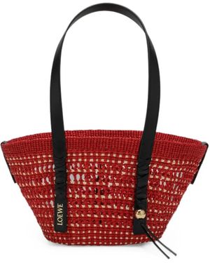 Loewe Braid Small Rafia Tote - Red