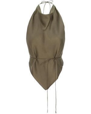 MANURI Thea 2.6 Cowl-Neck Halterneck Top - Green